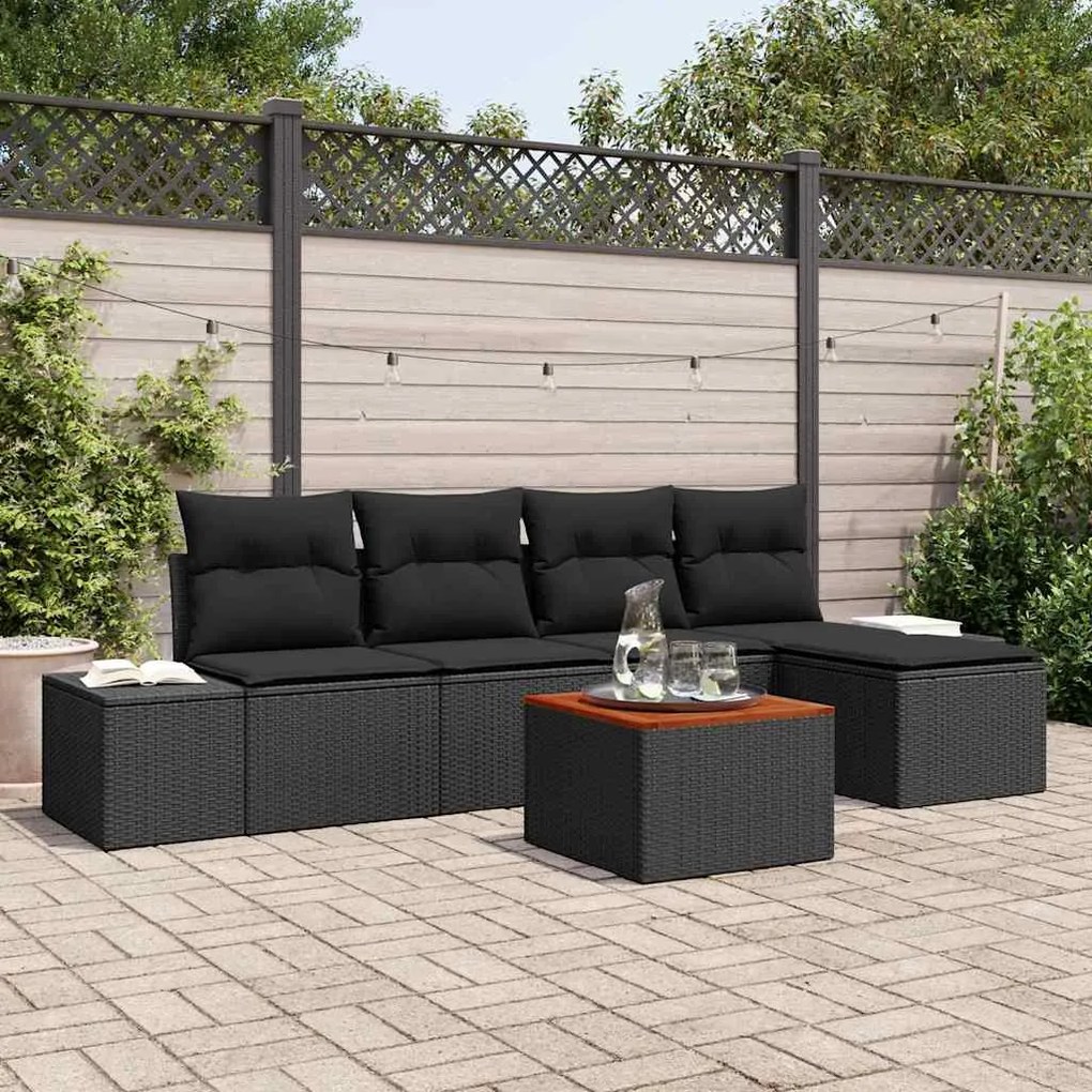 vidaXL Σετ Καναπέ Κήπου 6 pcs Μαύρο