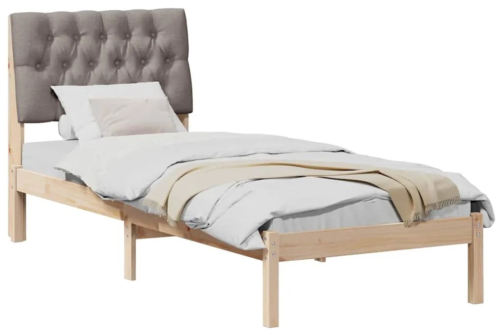 vidaXL Σκελετός Κρεβατιού με Επενδεδυμένο Κεφαλάρι Καφέ 75 x 190 cm