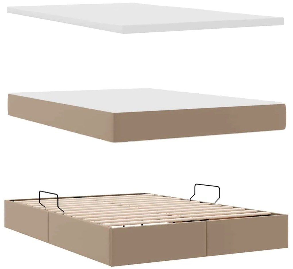 vidaXL Κρεβάτι Αποθήκης Καπουτσίνο 140 x 190 cm Τεχνητό Δέρμα