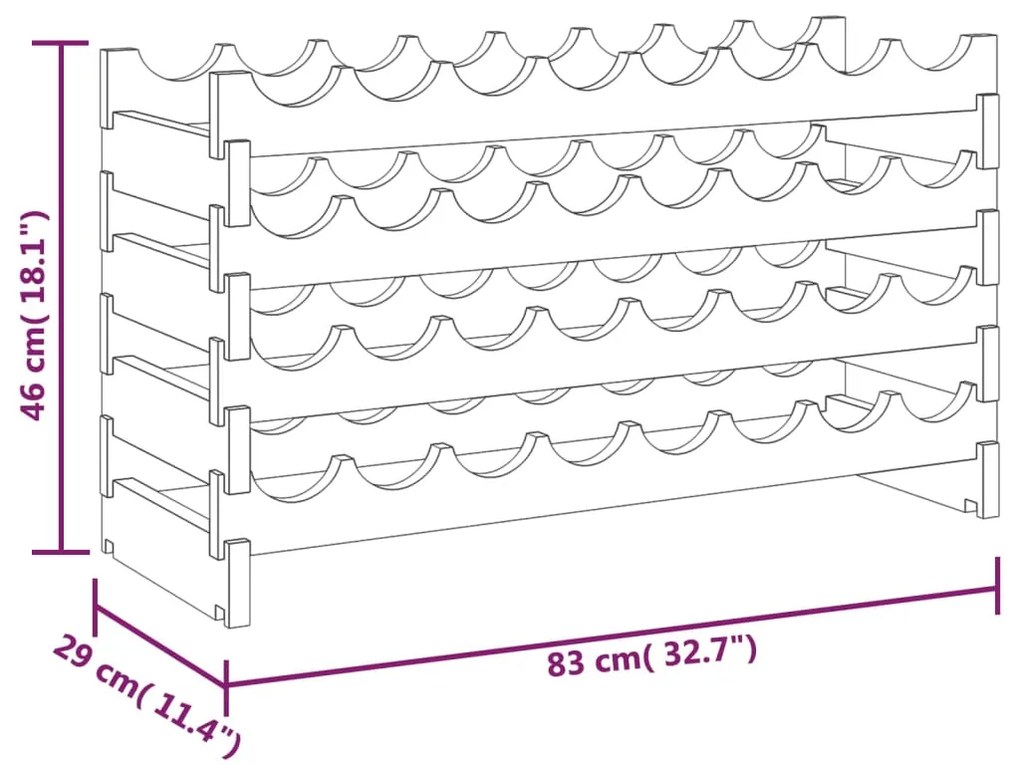 vidaXL Ραφιέρα Κρασιών 83 x 29 x 46 εκ. από Μασίφ Ξύλο Πεύκου