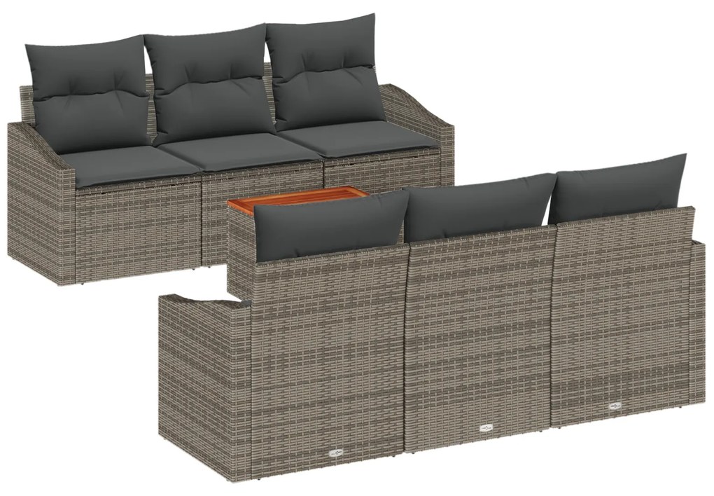 vidaXL Σετ Σαλονιού Κήπου 7 pcs Γκρι 55 x 55 x 37 εκ Ρατάν