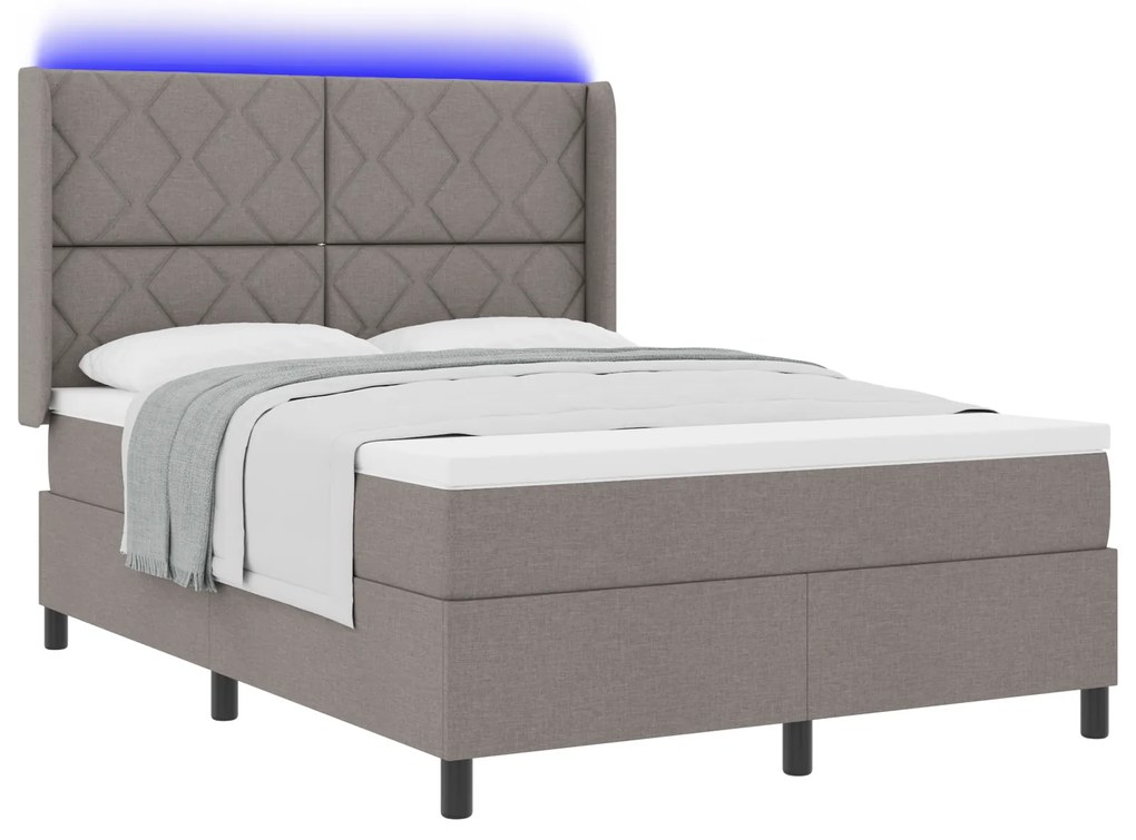 vidaXL Κρεβάτι με βάση και στρώμα & LED Ταπέζιο 160x200 εκ. Υφάσματος
