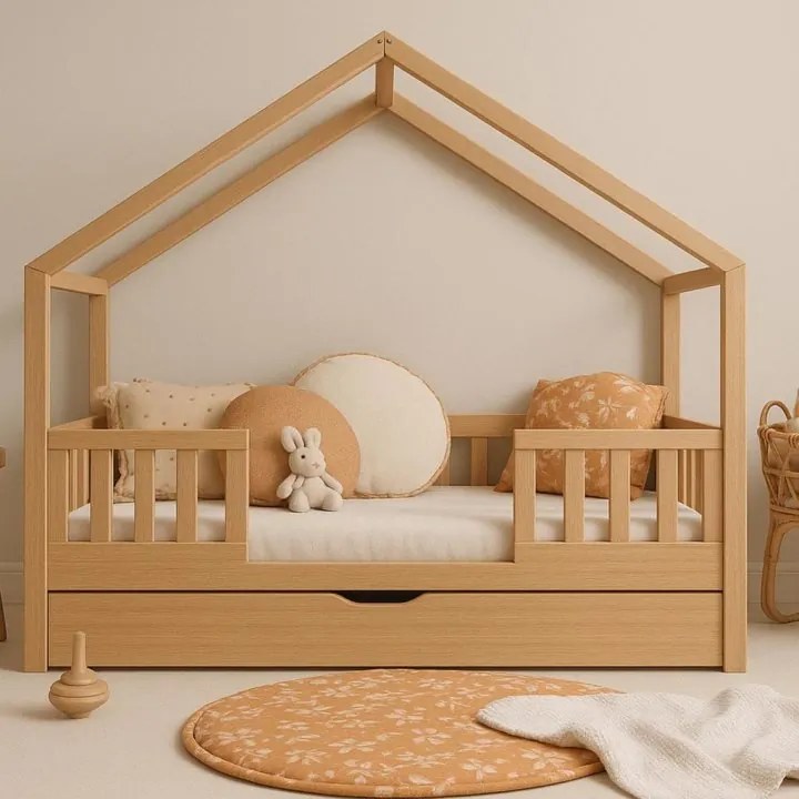 Κρεβάτι Maxy μασίφ οξιά με σκεπή 190X90