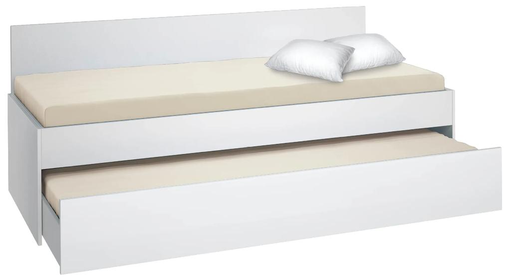 1210007389 Κρεβάτι Καναπές με συρόμενο 2ο κρεβάτι Bisi Sandwich Λευκό, 87,6x197,7x73cm, Genomax, 1 Τεμάχιο