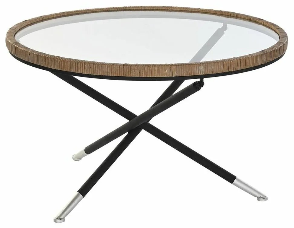 Βοηθητικό Τραπέζι DKD Home Decor 80 x 80 x 48 cm Κρυστάλλινο Φυσικό Ασημί Μαύρο Μέταλλο