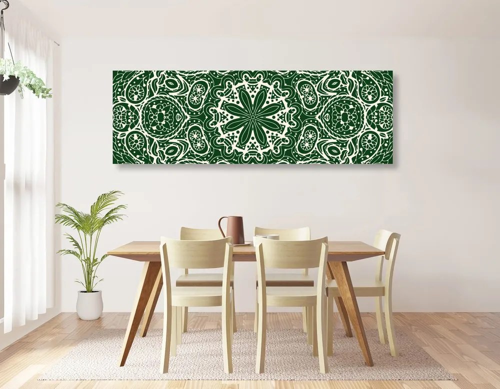 Εικόνα λευκό Mandala σε πράσινο φόντο - 135x45