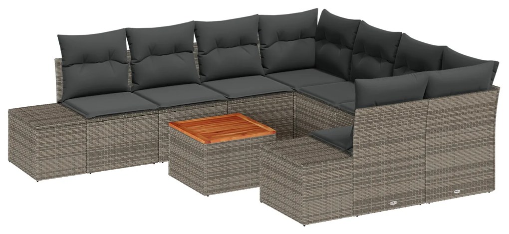 vidaXL Σετ Σαλονιού Κήπου 9 pcs Γκρι 55 x 55 x 37 εκ