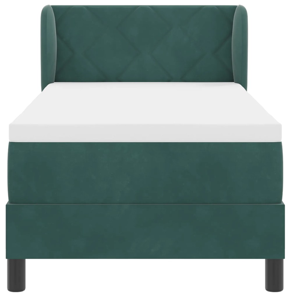 vidaXL Κρεβάτι Box Spring με Στρώμα Σκούρο Πράσινο 80x200 εκ. Βελούδο