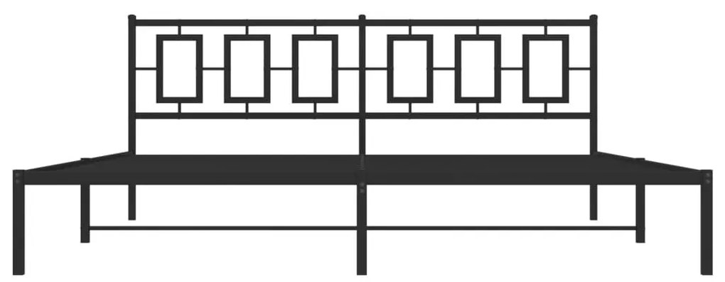 Πλαίσιο Κρεβατιού με Κεφαλάρι Μαύρο 193 x 203 εκ. Μεταλλικό - Μαύρο
