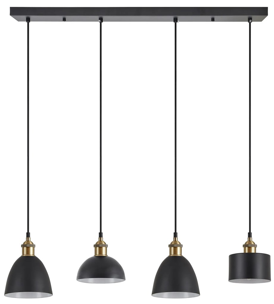 SE21-BR-10-4BL-MS123 MAGNUM FLEX Bronze Metal Pendant Black Metal Shade+