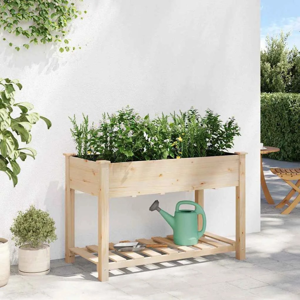 vidaXL Γλάστρα Κήπου Μπεζ 115 x 59 x 76.5 εκ Στερεό ξύλο έλατου