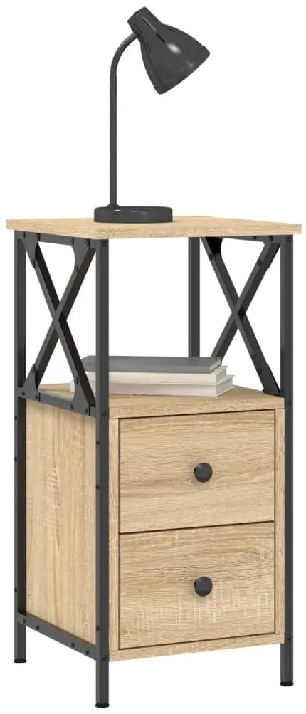 vidaXL Κομοδίνα 2 τεμ. Sonoma Δρυς 34x35,5x70 εκ. Επεξεργασμένο Ξύλο