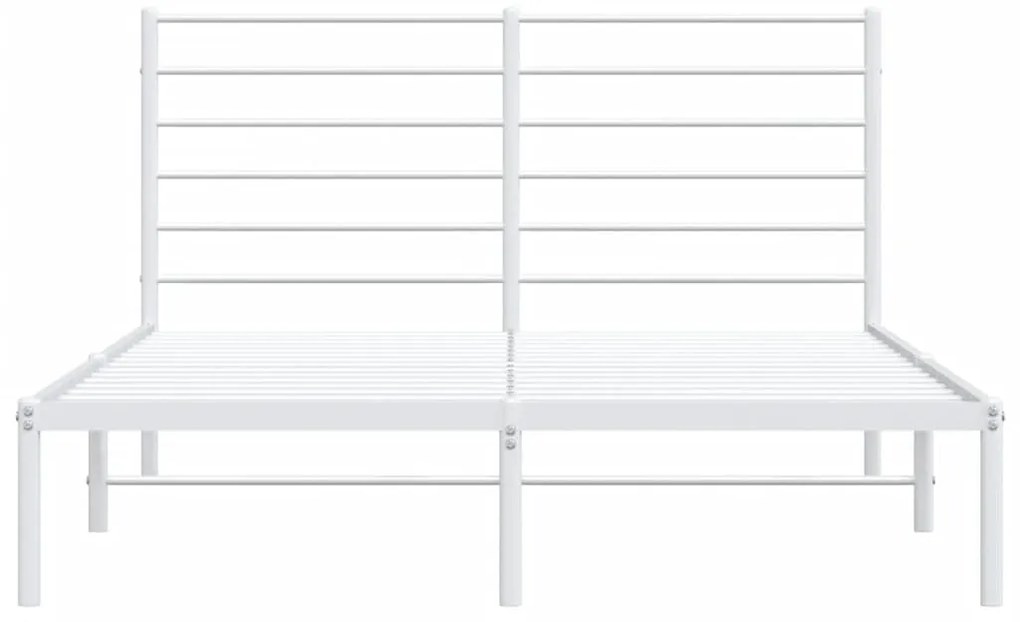 Πλαίσιο Κρεβατιού με Κεφαλάρι Λευκό 140x190 εκ. Μεταλλικό - Λευκό