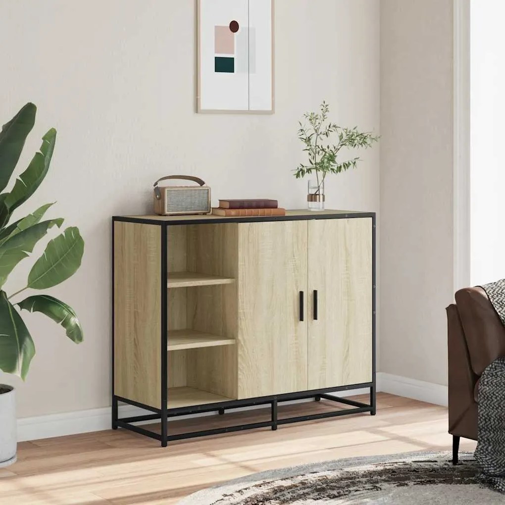 Sideboard Sonoma Oak 92x35x76 cm Κατασκευασμένο ξύλο - Καφέ