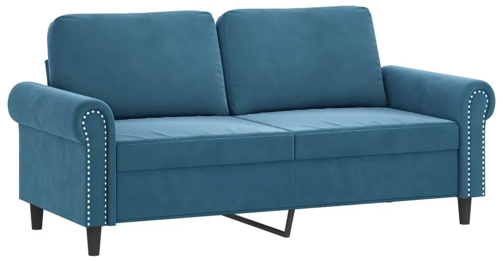 vidaXL Καναπές Διθέσιος Μπλε 140 εκ. Βελούδινος με Διακ. Μαξιλάρια