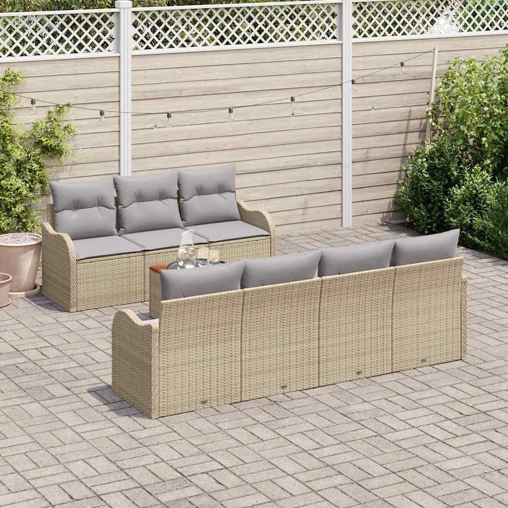 vidaXL Σετ Καναπέ Κήπου 8 pcs Beige, ανοιχτό γκρι
