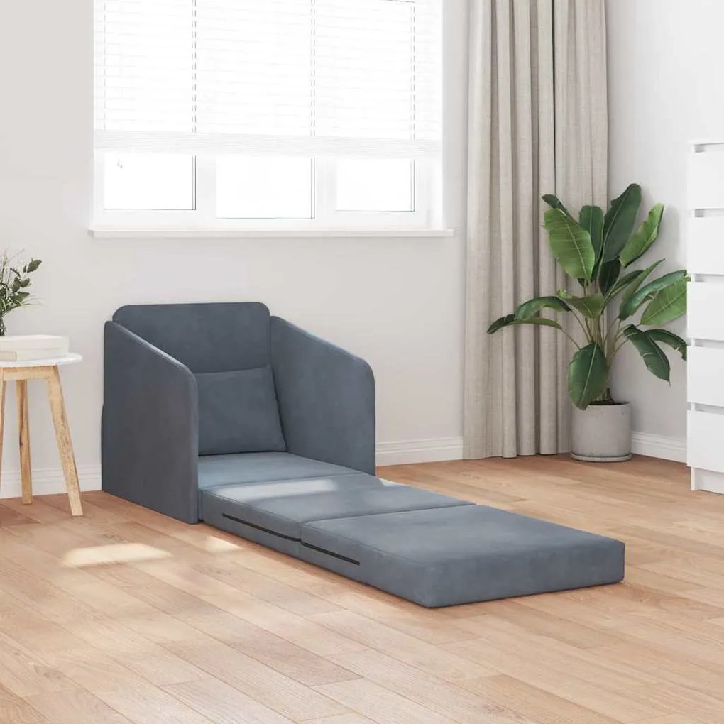 vidaXL Κρεβάτι καναπές Σκούρο Γκρι 65 x 80 x 83 εκ. Βελούδο