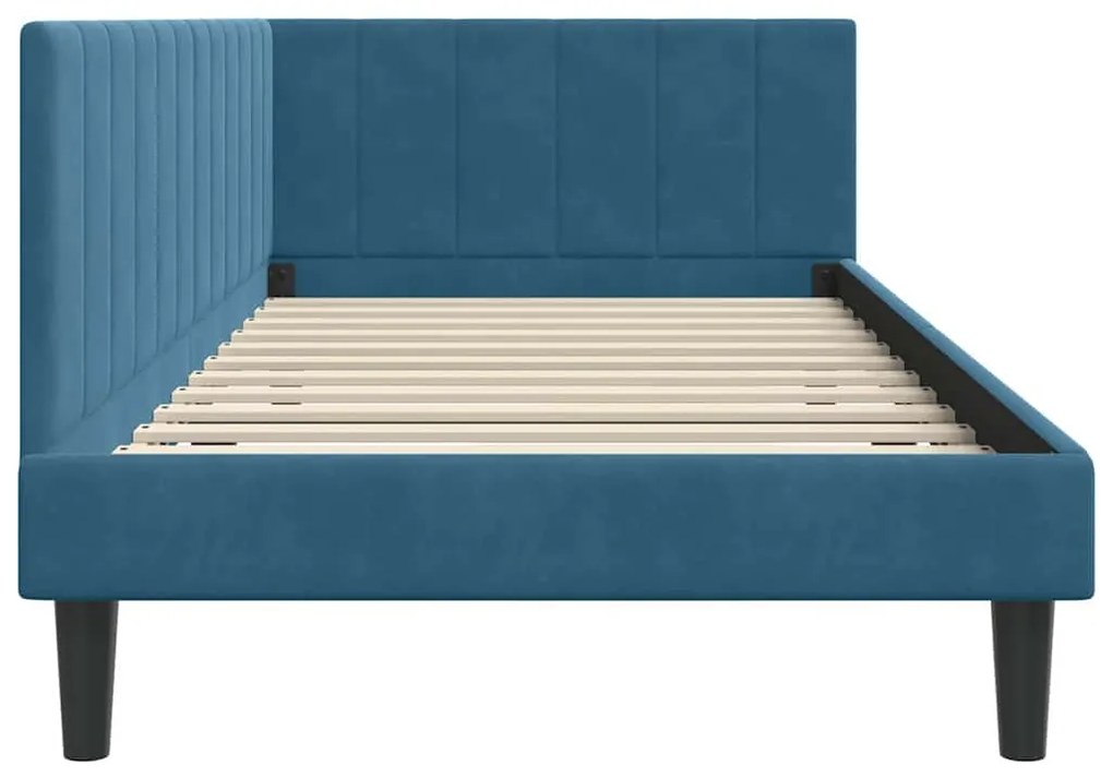 vidaXL Κρεβάτι Γωνίας με κεφαλάρι Μπλε 90 εκ x 190 εκ Βελούδο