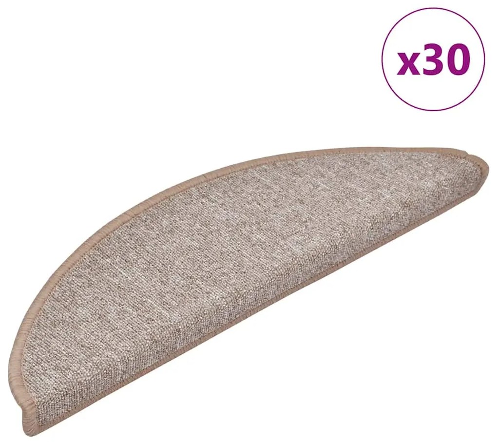 Πατάκια Σκαλοπάτια 30 τεμ. Ανοιχτό Καφέ Ημίκυκλα 56x17x3 εκ.