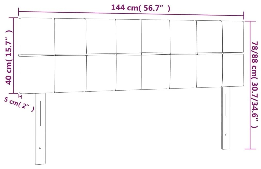 Κεφαλάρι Κρεβατιού LED Ανοιχτό Γκρι 144x5x78/88 εκ. Υφασμάτινο - Γκρι