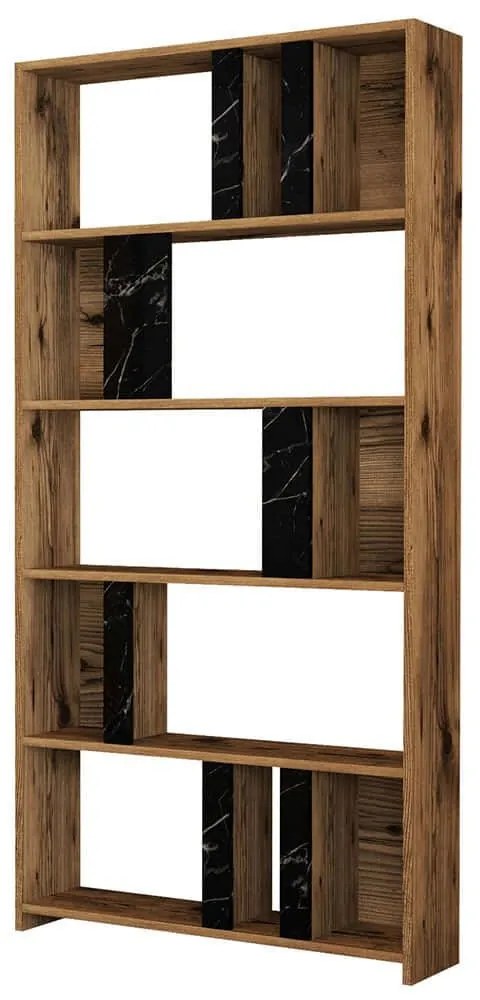 Βιβλιοθήκη Lima 845HCT3641 90x20x180cm Marble Effect Black-Walnut