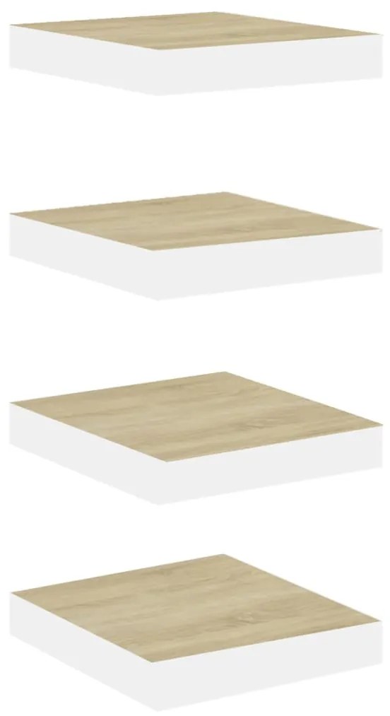 vidaXL Ράφια Τοίχου 4 τεμ. Δρυς και Άσπρο 23x23,5x3,8 εκ. MDF