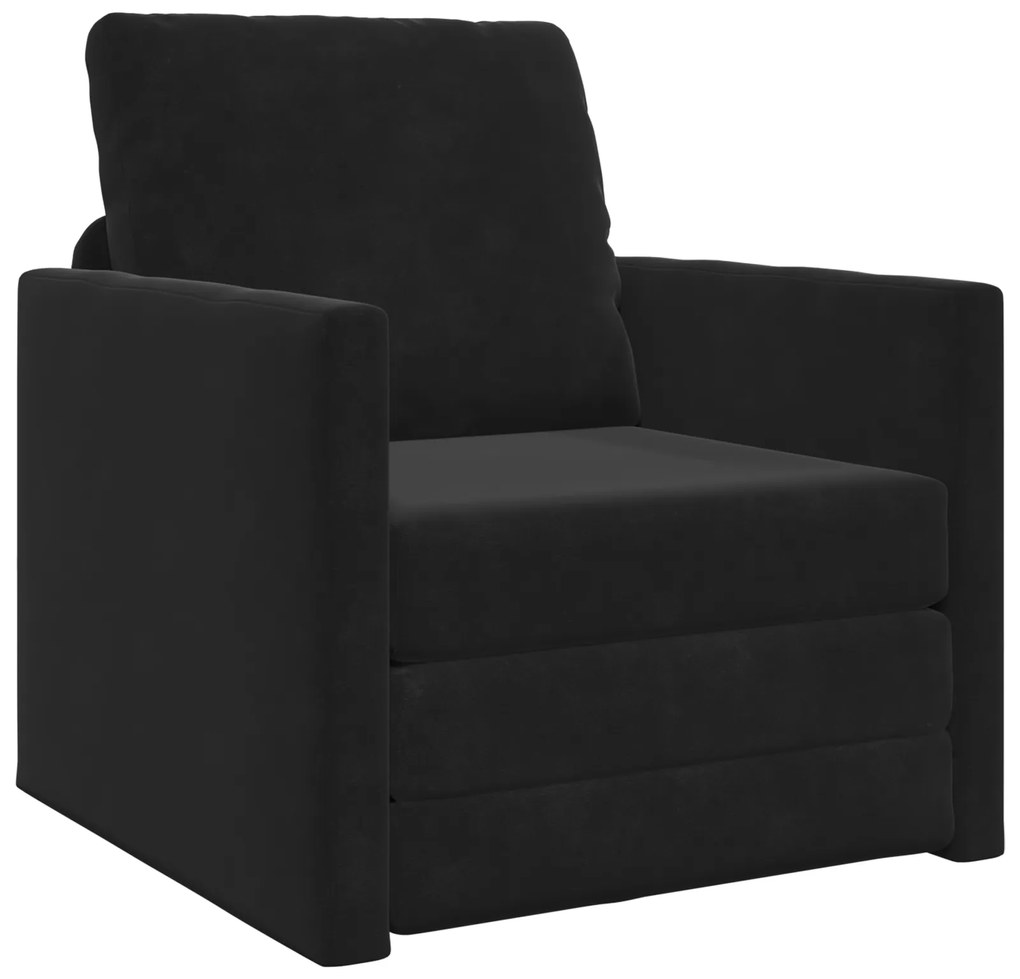 vidaXL Καναπές Κρεβάτι 2 σε 1 Μαύρος 74x77x81 cm Βελούδο