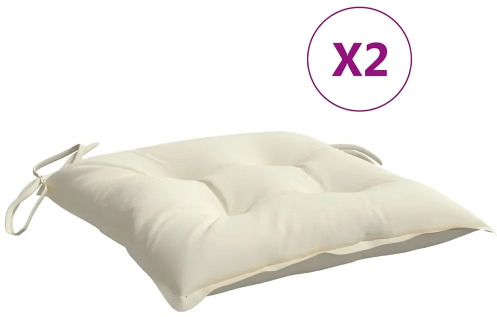vidaXL Μαξιλάρια Καρέκλας Κήπου 2 τεμ. Λευκά 50x50x7 εκ. Υφασμάτινα