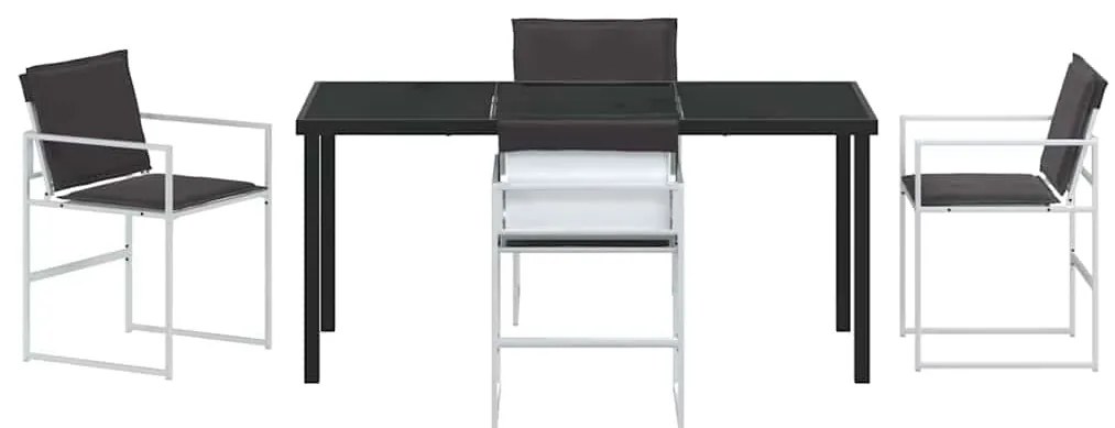 vidaXL Σέτ φαγητού για κήπο 5 pcs Λευκό Χάλυβας με επίστρωση πούδρας