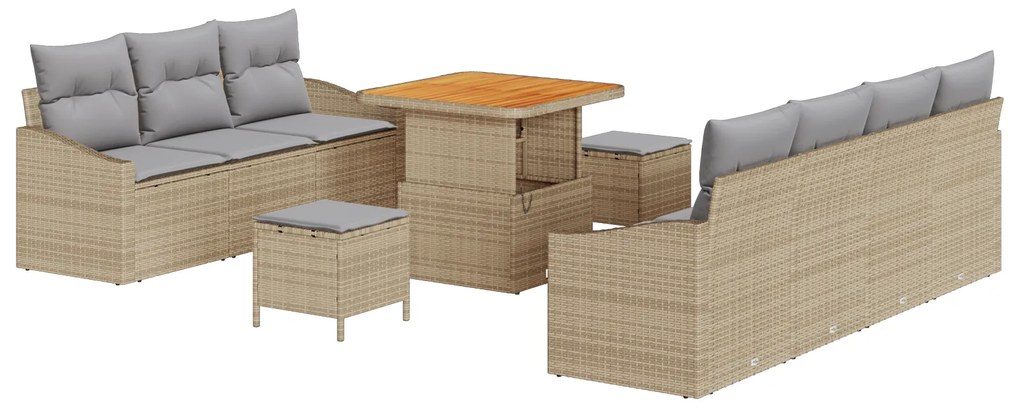 vidaXL Σετ Καναπέ Κήπου 10 pcs Μπεζ, Ανοιχτό Γκρι 80 x 80 x 71 cm