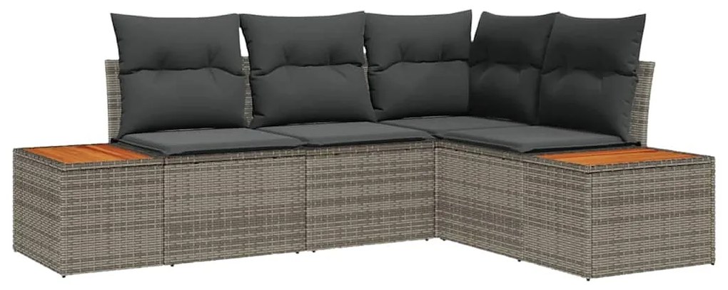 vidaXL Σετ Καναπέ Κήπου με μαξιλάρι 4 pcs Γκρι Πολυ ράταν