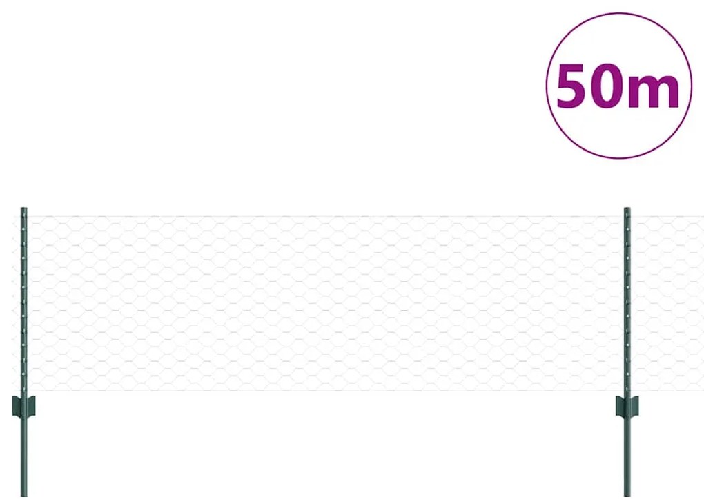 vidaXL Πόστα Φράκτη 11 τεμ U-Channel Πράσινο 60 εκ Μέταλλο