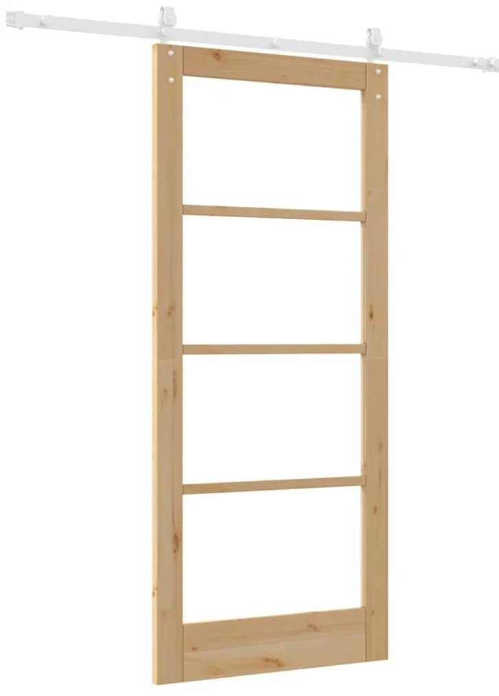 vidaXL Ολισθητή Πόρτα Καφέ 86 x 198.5 cm Ξύλο και μέταλλο