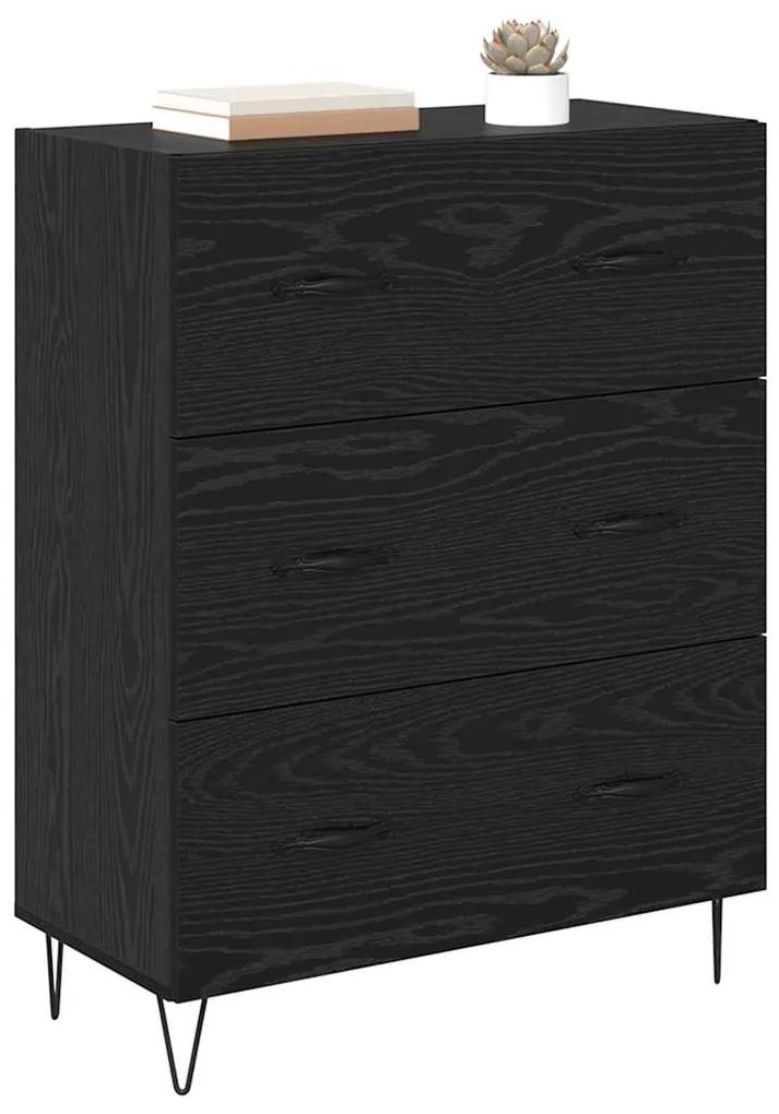 vidaXL Πλαϊνό γραφείο με συρτάρι Μαύρη Οξυά 69,5 x 34 x 90 εκ.