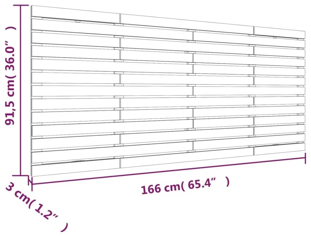 Κεφαλάρι Τοίχου Γκρι 166x3x91,5 εκ. από Μασίφ Ξύλο Πεύκου - Γκρι