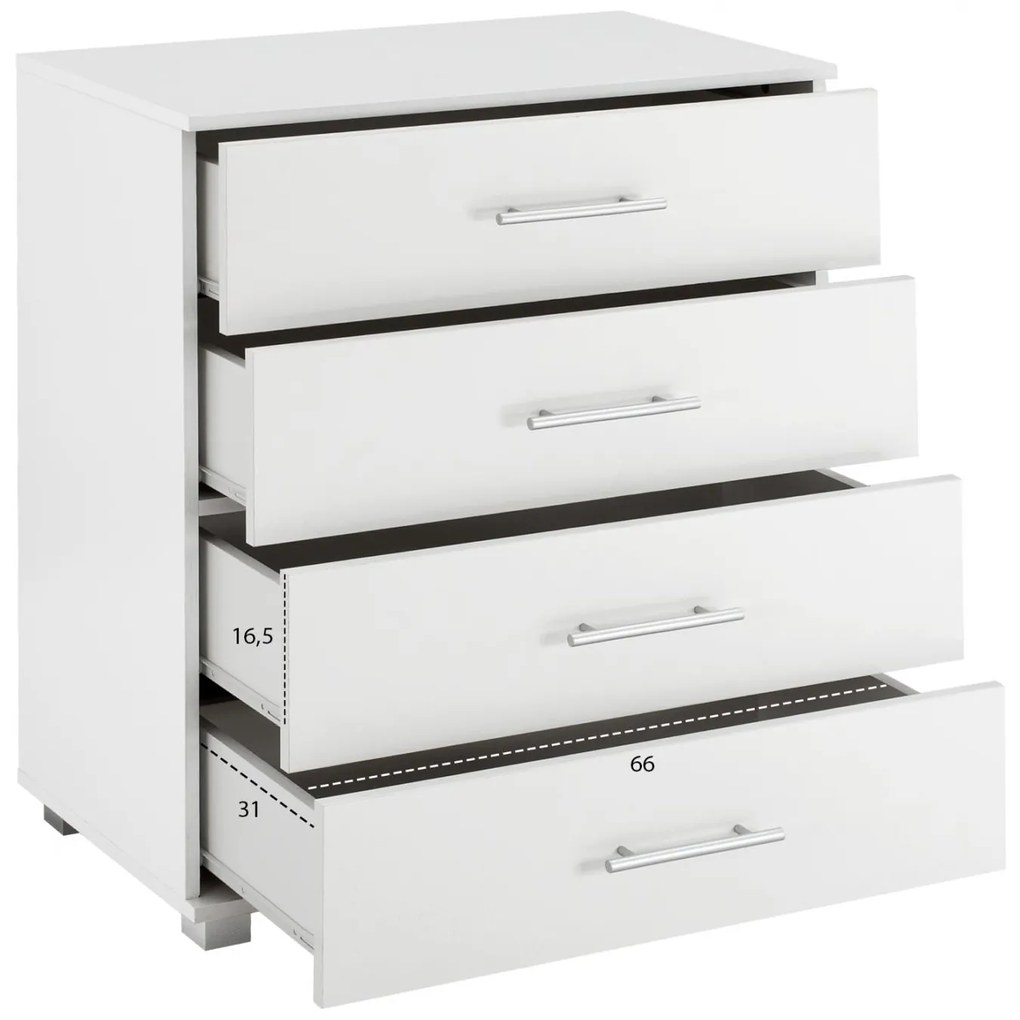 Συρταριέρα Briana με 4 Συρτάρια Λευκή 75x40x83Υ εκ. 75x40x83 εκ.