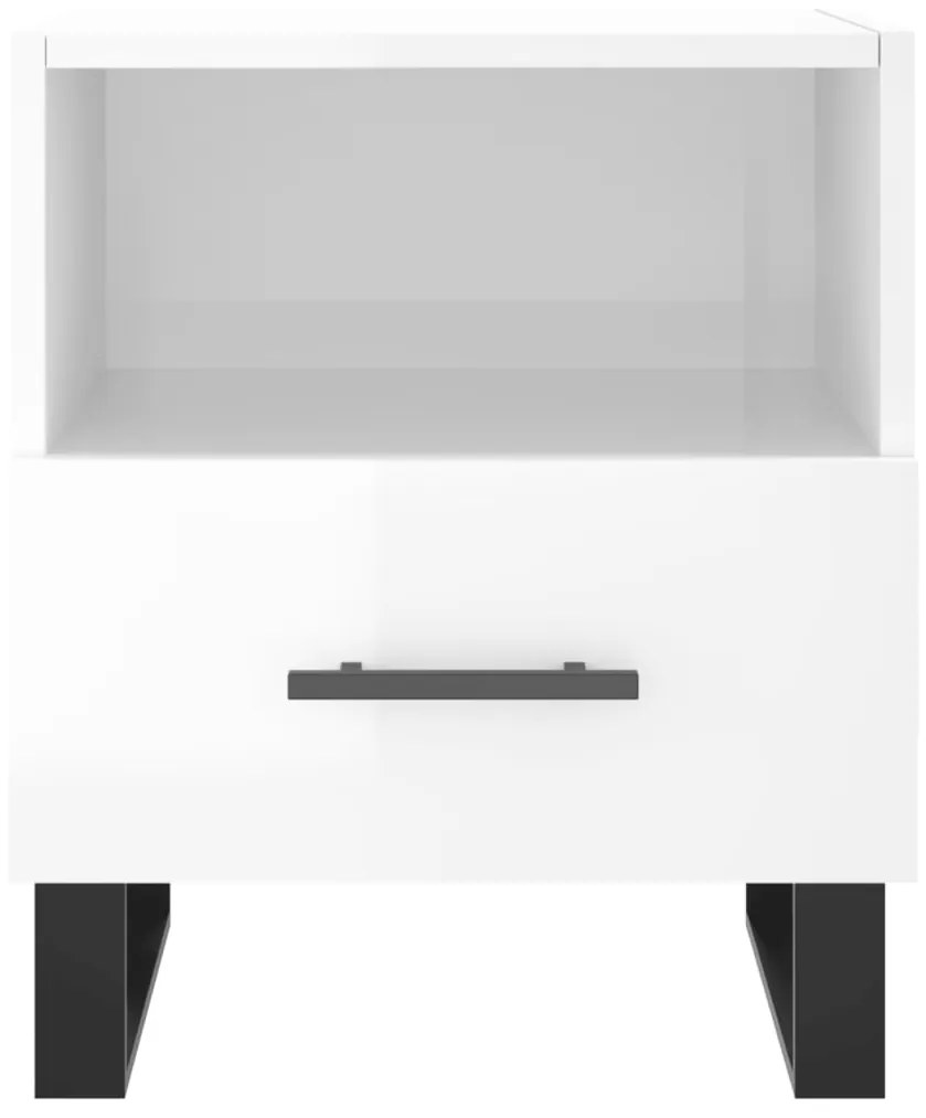 vidaXL Κομοδίνο Γυαλιστερό Λευκό 40 x 35 x 47,5 εκ. Επεξεργασμένο Ξύλο
