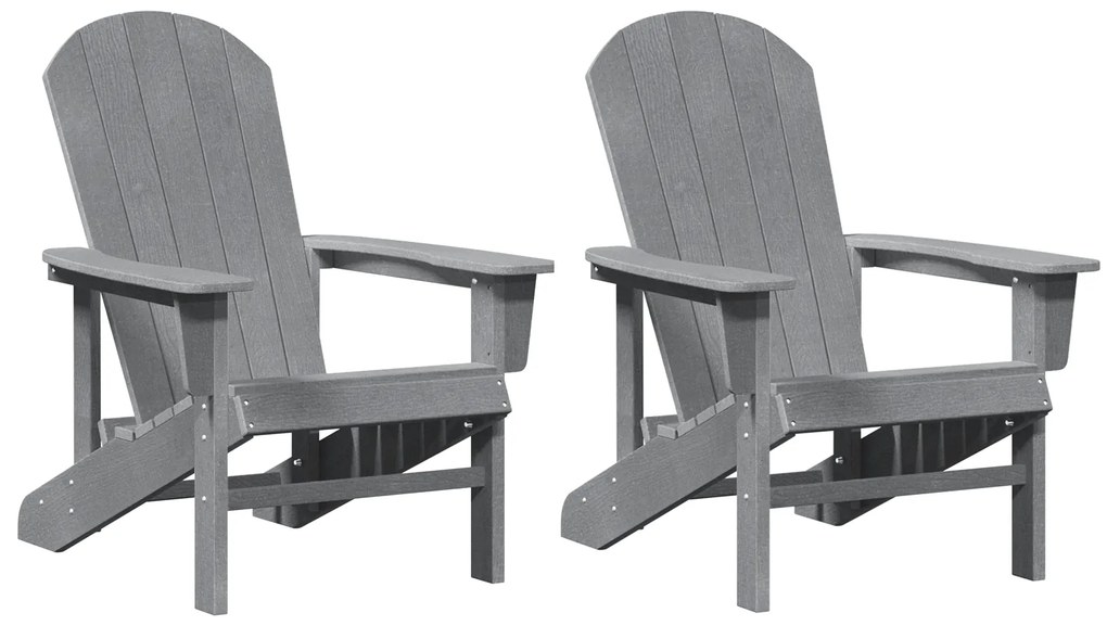 vidaXL Καρέκλες Adirondack 2 τεμ σε Ανοιχτό Γκρι, διαστάσεις 74x82x90 εκ, υλικό HDPE