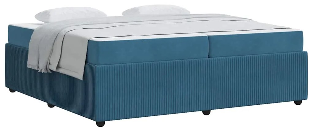 vidaXL Σκελετός κρεβατιού με στρώμα Μπλε 200 x 200 cm Βελούδο