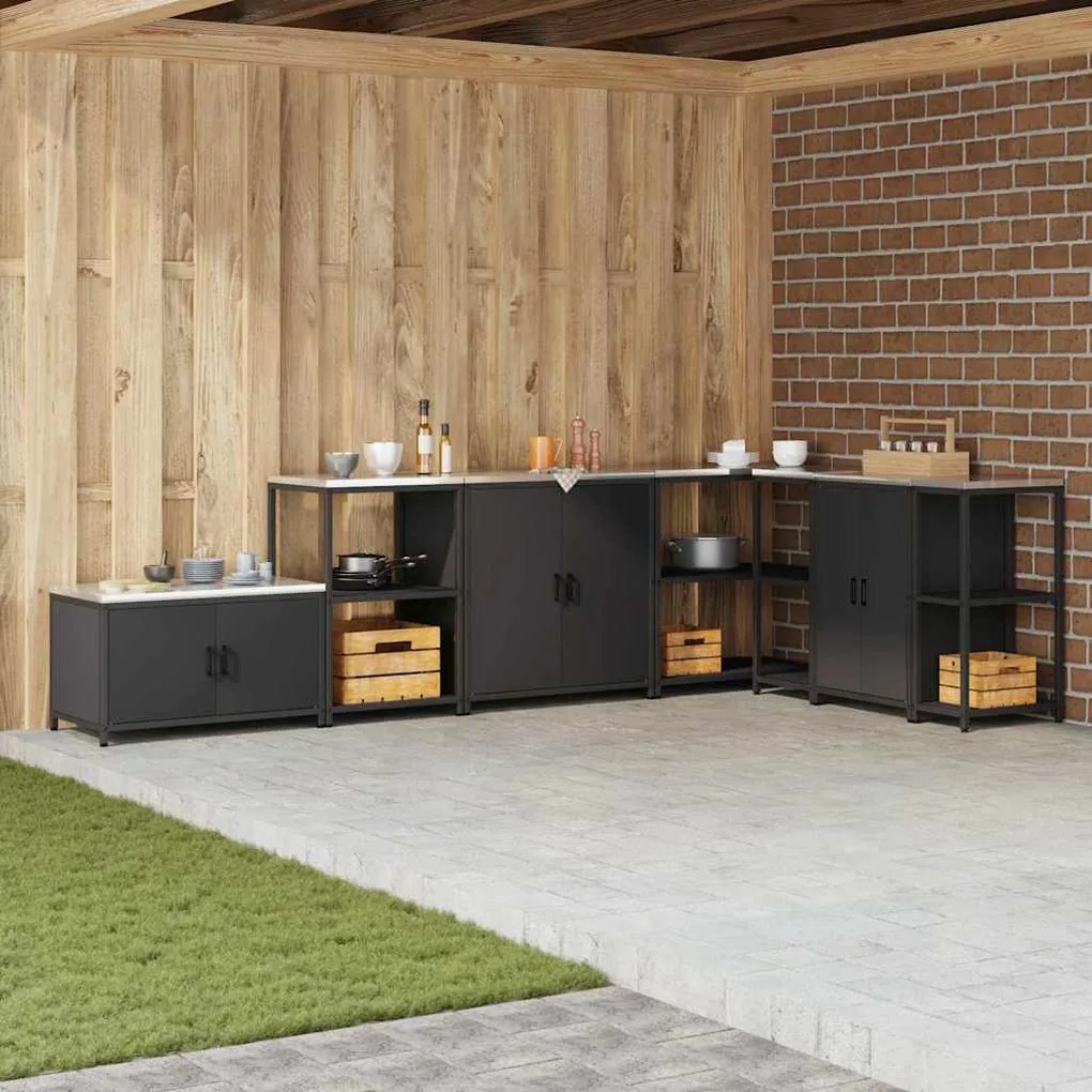 vidaXL Ντουλάπα Αποθήκευσης Κουζίνας Μαύρο 60 x 50 x 92 εκ. Ατσάλι