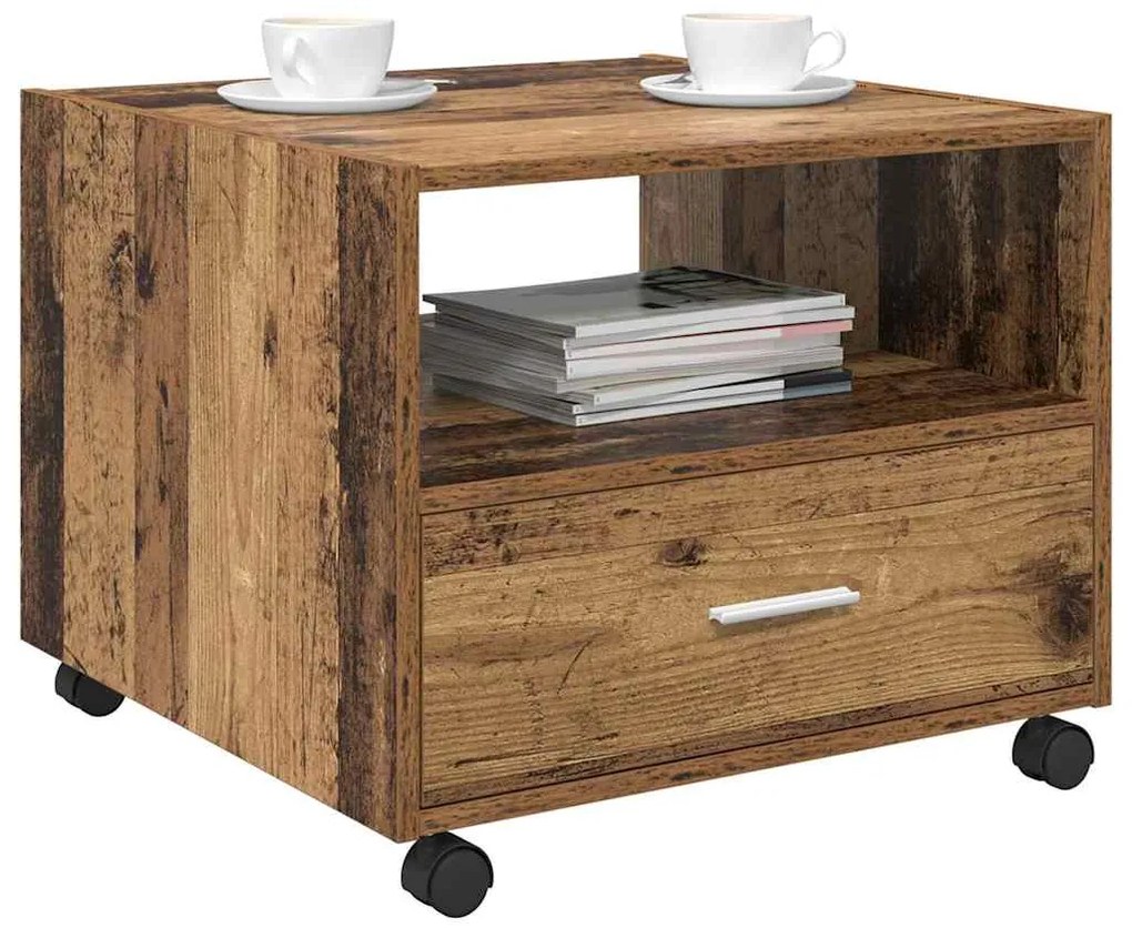 vidaXL Τραπεζάκι σαλονιού with Drawer Παλαιό ξύλο 55 x 55 x 45 cm
