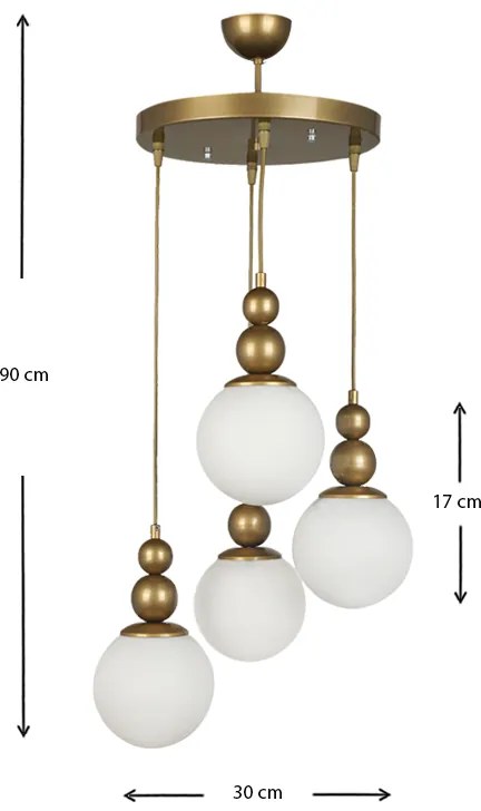 Φωτιστικό οροφής Latona Megapap E27 μεταλλικό τετράφωτο χρώμα χρυσό 30x30x90εκ.