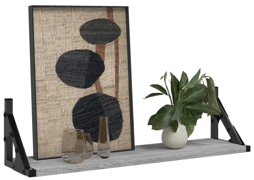 vidaXL Ράφια Τοίχου 2 τεμ. Γκρι Sonoma 60 x 15 x 15,5 εκ.