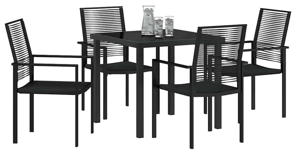 vidaXL Σέτ φαγητού για κήπο 5 pcs Μαύρο PVC ρατάν