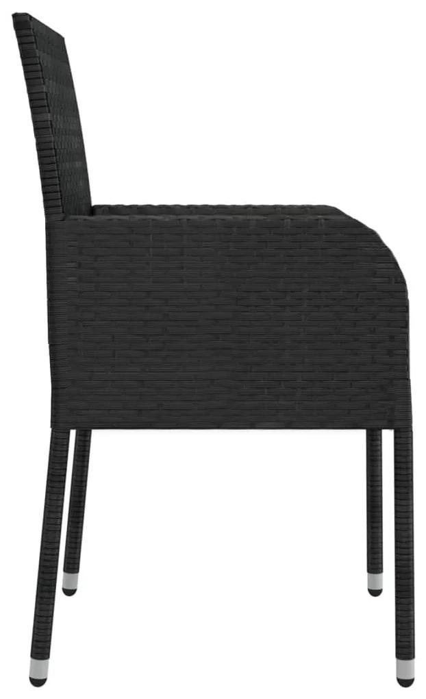 Καρέκλες Κήπου 4 τεμ. Μαύρο από Συνθετικό Ρατάν με Μαξιλάρια - Μαύρο