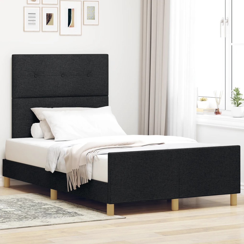 vidaXL Κρεβάτι Μαύρο 120x200 εκ. Ύφασμα