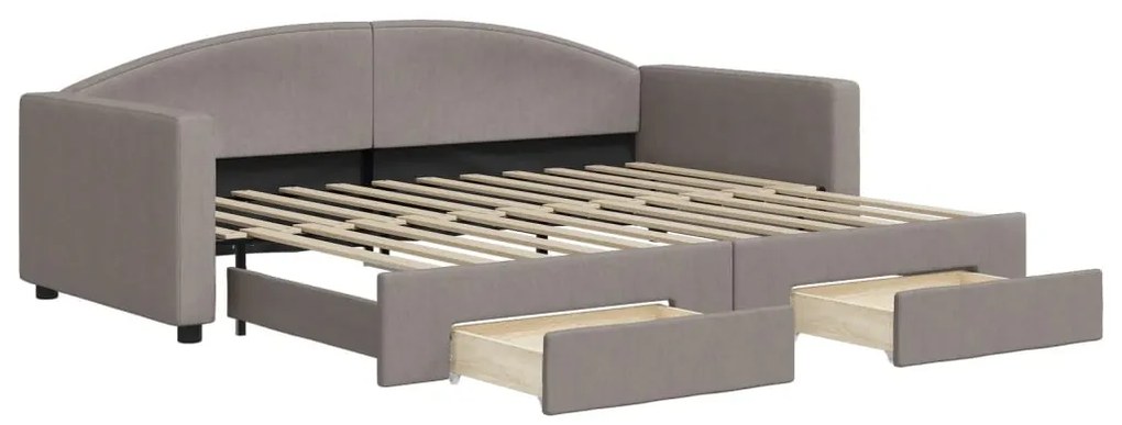vidaXL Καναπές Κρεβάτι Συρόμενος Taupe 90x200 εκ. Ύφασμα & Συρτάρια