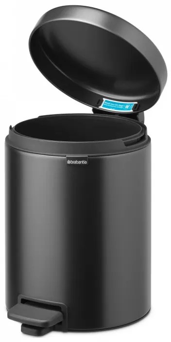 Κάδος απορριμμάτων με πεντάλ Brabantia NewIcon 1008838, 5 L, Ομαλό κλείσιμο, Αντιολισθητική βάση, Σκούρο γκρι