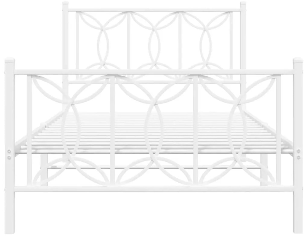 vidaXL Πλαίσιο Κρεβατιού με Κεφαλάρι&Ποδαρικό Λευκό 100x190εκ. Μέταλλο