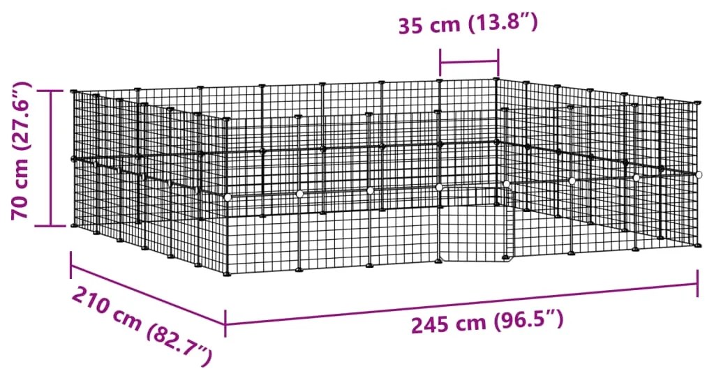 vidaXL Κλουβί Κατοικίδιων με 52 Πάνελ + Πόρτα Μαύρο 35 x 35εκ Ατσάλινο